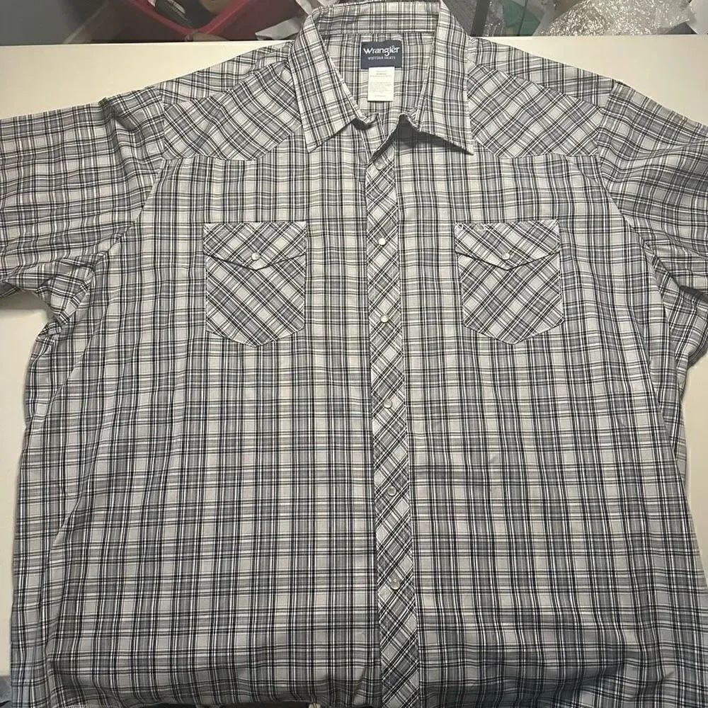 Wrangler pearl snap western shirt 4x button up plaid